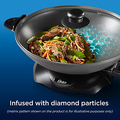 Oster 2124087 DiamondForce Electric Wok, 4.7-Quart, Black