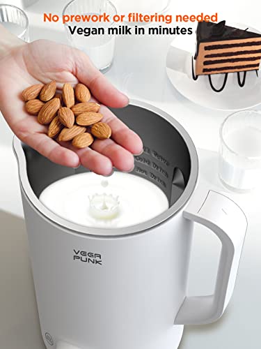 VEGAPUNK Nut Milk Maker Machine 20oz - Smart Automatic Cold and Hot Dairy Free Soybean/Oat/Coconut/Soy Milk Maker Machine with Filter Bag - Plant Based Almond Cow Milk Machine Maker for Vegan