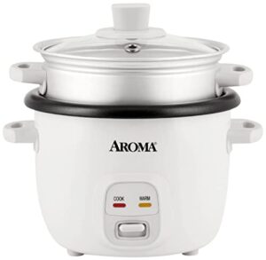 aroma housewares 4-cup (cooked) / 1qt. rice & grain cooker with automatic warm mode, steamer, one-touch operation, white (arc-302-1ng),2 cup (uncooked rice)
