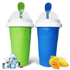 slushie maker cup, slushie maker magic squeeze cup double layer squeeze cup, homemade milkshake maker cooling cup diy for family