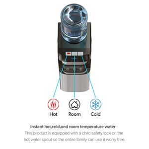 Brio Essential Series Top Loading Water Cooler Dispenser - Tri Temp Dispense, Child Safety Lock, Holds 3 or 5 Gallon Bottles - UL/Energy Star Approved