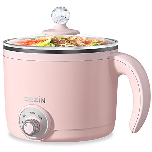 Dezin Electric Hot Pot, 1.5L Rapid Noodles Cooker, Non-Stick Mini Pot Perfect for Ramen, Egg, Pasta, Dumplings, Soup, Porridge, Oatmeal with Power Adjustment