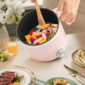 Dezin Electric Hot Pot, 1.5L Rapid Noodles Cooker, Non-Stick Mini Pot Perfect for Ramen, Egg, Pasta, Dumplings, Soup, Porridge, Oatmeal with Power Adjustment