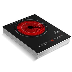 duxtop 1600w single burner electric cooktop, electric hot plate for cooking, electric stove with sensor touch control, portable infrared burner with timer and safety lock, e200air/ 9500stir