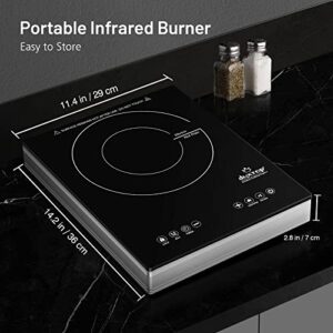 Duxtop 1600W Single Burner Electric Cooktop, Electric Hot Plate for Cooking, Electric Stove with Sensor Touch Control, Portable Infrared Burner with Timer and Safety Lock, E200AIR/ 9500STIR