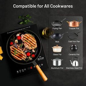 Duxtop 1600W Single Burner Electric Cooktop, Electric Hot Plate for Cooking, Electric Stove with Sensor Touch Control, Portable Infrared Burner with Timer and Safety Lock, E200AIR/ 9500STIR