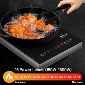 Duxtop 1600W Single Burner Electric Cooktop, Electric Hot Plate for Cooking, Electric Stove with Sensor Touch Control, Portable Infrared Burner with Timer and Safety Lock, E200AIR/ 9500STIR