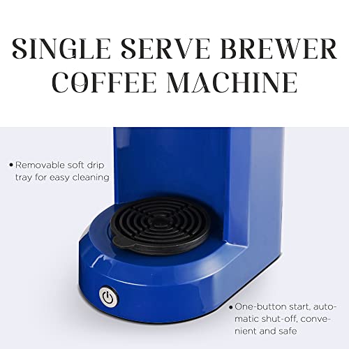 Sunvivi Coffee Maker, Single Serve Brewer for Single Cup, One Cup Coffee Maker With Permanent Filter, 6oz to 14oz Mug, One-touch Control Button with Illumination, Blue (ETL Certified)