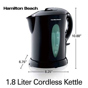 Hamilton Beach Electric Tea Kettle, Water Boiler & Heater, 1.8 L, Cordless, Auto-Shutoff & Boil-Dry Protection, Black (K6080)