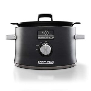 calphalon slow cooker with digital timer and programmable controls, 5.3 quarts, stainless steel