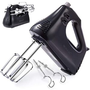 hand mixer, mosaic handheld cake mixer electric, 3 speed powerful mixer for egg white cream whipping mixing cookies, brownies, dough, 4 stainless steel accessories cord & attachments storage