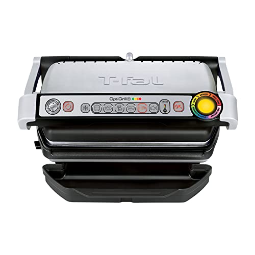 T-fal GC7 Opti-Grill Indoor Electric Grill, 4-Servings, Automatic Sensor Cooking, Silver