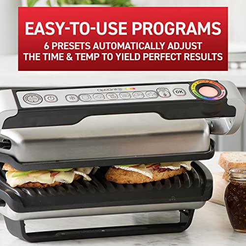 T-fal GC7 Opti-Grill Indoor Electric Grill, 4-Servings, Automatic Sensor Cooking, Silver