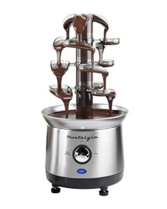 nostalgia electric chocolate fondue fountain, 32-ounce, 4 tier set, fountain machine for cheese, melting chocolate, liqueurs, stainless steel