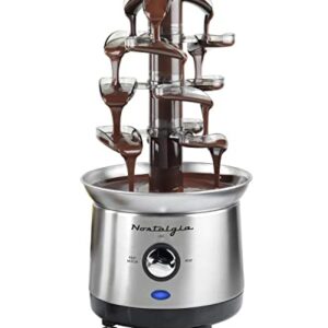 Nostalgia Electric Chocolate Fondue Fountain, 32-Ounce, 4 Tier Set, Fountain Machine for Cheese, Melting Chocolate, Liqueurs, Stainless Steel