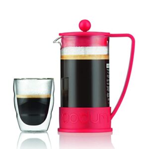 Bodum Brazil French Press Coffee Maker with Borosilicate Glass Carafe, 34 Ounce, Warm Red