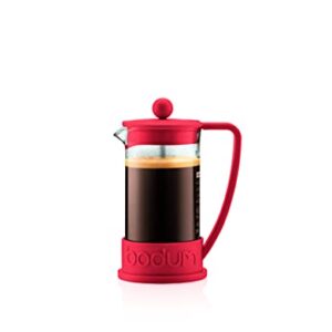 Bodum Brazil French Press Coffee Maker with Borosilicate Glass Carafe, 34 Ounce, Warm Red