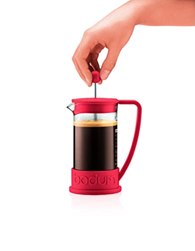 Bodum Brazil French Press Coffee Maker with Borosilicate Glass Carafe, 34 Ounce, Warm Red