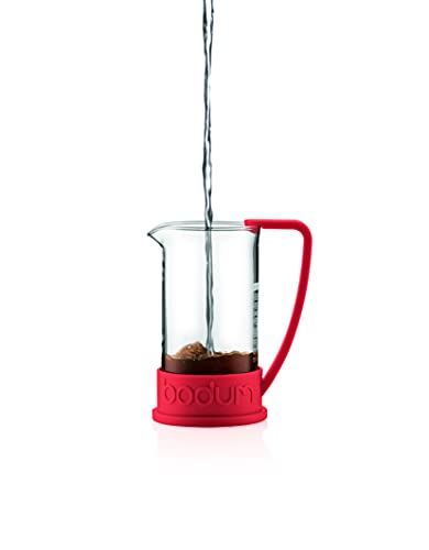 Bodum Brazil French Press Coffee Maker with Borosilicate Glass Carafe, 34 Ounce, Warm Red