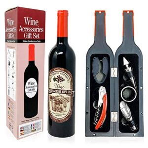 Wine Opener Set by AceProd Wine Corkscrew Opener Gift Set with Foil Cutter Wine Pourer and Stopper Wine Opener Kit Gift Idea for Women and Men