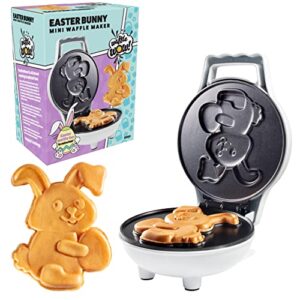 easter bunny mini waffle maker – make holiday breakfast special for kids & adults w cute bunny waffles or pancakes- individual 4 inch waffler iron, fun easter basket stuffer or egg hunt surprise gift