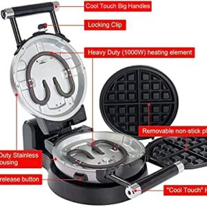 Health and Home 3-in-1 Waffle Maker, Omelet Maker, Egg Waffle Maker, 3 Removable Nonstick Baking Plates, Upgraded 360 Rotating Belgian Waffle Maker