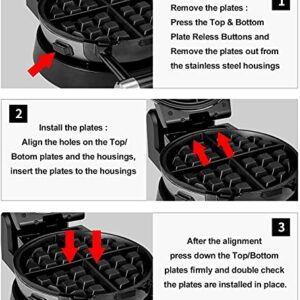 Health and Home 3-in-1 Waffle Maker, Omelet Maker, Egg Waffle Maker, 3 Removable Nonstick Baking Plates, Upgraded 360 Rotating Belgian Waffle Maker