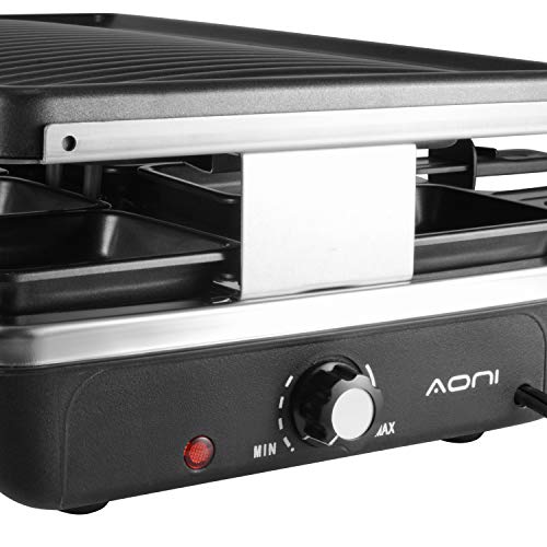 AONI Raclette Table Grill, Korean BBQ Grill Electric Indoor Cheese Raclette, Removable Non-Stick Surface, Temperature Control & Dishwasher Safe, 1200W