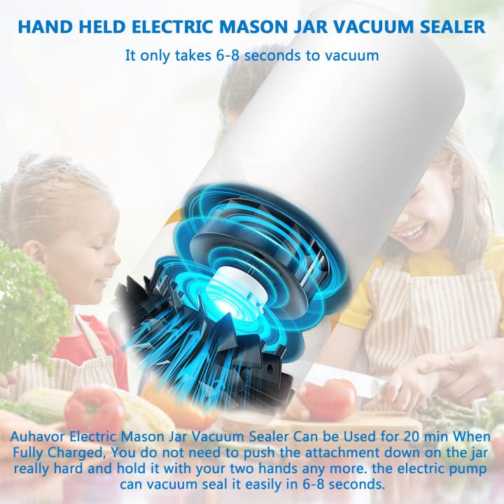 Mason Jar Vacuum Sealer: Auhavor Electric Jar Sealer for Foodsaver Vacuum Sealer, Vacuum Sealing Kit for Wide-Mouth & Regular-Mouth Mason Jars, Canning Sealer with Jar Attachment 2 Hose, Electric Vacuum Pump and Lid Opener