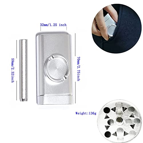 MIFAVOR Portable Herb Grinder Spice Box Mini Metal Travel Kit with Magnetic Lid for Seasoning Storage (Mini, Silver)