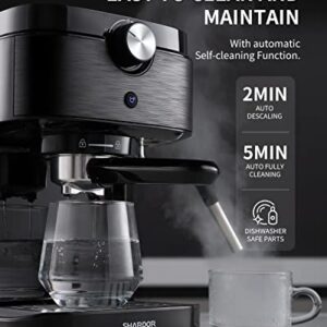 SHARDOR Espresso Machine, Automatic Latte & Cappuccino Maker, 15 Bar Pump Pressure Espresso Coffee Maker with Milk Frother Steam Wand, 1300W, Black