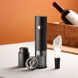 Wine Gift-Electric Wine Opener, Rocyis Automatic Wine Opener-Cordless Electric Corkscrew-Wine Bottle Opener Kit with Foil Cutter, 2 in 1 Aerator Pourer, Vacuum Stopper, USB Charging