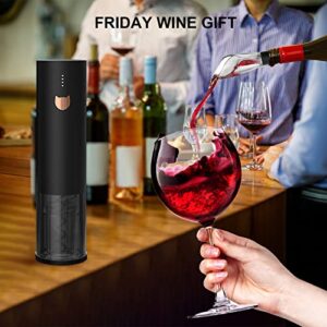 Wine Gift-Electric Wine Opener, Rocyis Automatic Wine Opener-Cordless Electric Corkscrew-Wine Bottle Opener Kit with Foil Cutter, 2 in 1 Aerator Pourer, Vacuum Stopper, USB Charging