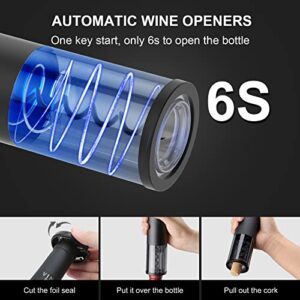 Wine Gift-Electric Wine Opener, Rocyis Automatic Wine Opener-Cordless Electric Corkscrew-Wine Bottle Opener Kit with Foil Cutter, 2 in 1 Aerator Pourer, Vacuum Stopper, USB Charging