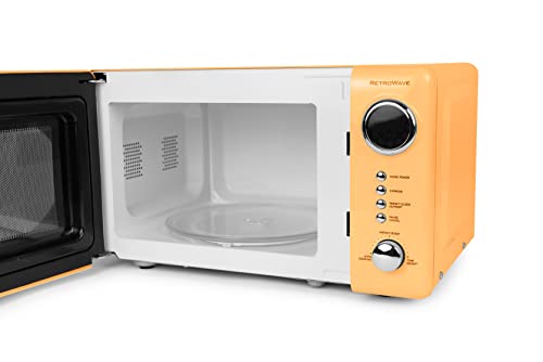 Nostalgia Retro Compact Countertop Microwave Oven, 0.7 Cu. Ft. 700-Watts with LED Digital Display, Child Lock, Easy Clean Interior, Orange