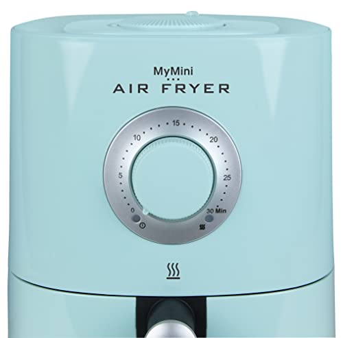 Nostalgia Personal Air Fryer 1-Quart, Compact Space Saving, Adjustable 30 Minute Timer and Temperature Up To 400℉, Non-Stick Dishwasher Safe Basket, Portion Control, Aqua