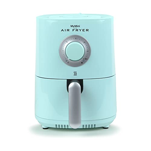 Nostalgia Personal Air Fryer 1-Quart, Compact Space Saving, Adjustable 30 Minute Timer and Temperature Up To 400℉, Non-Stick Dishwasher Safe Basket, Portion Control, Aqua