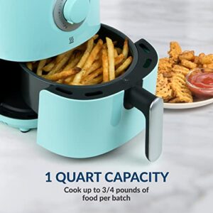 Nostalgia Personal Air Fryer 1-Quart, Compact Space Saving, Adjustable 30 Minute Timer and Temperature Up To 400℉, Non-Stick Dishwasher Safe Basket, Portion Control, Aqua