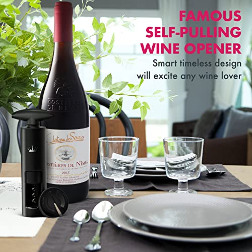 VINABON Self-Pulling Wine Opener - New 2023 2-in-1 Professional-Quality Twister Wine Corkscrews with Wine Foil Cutter - Manual Easy-Turn Wine Bottle Opener Corkscrew. Includes WineGuide Ebook