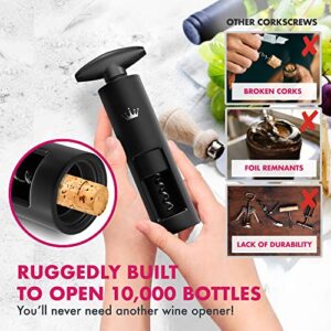 VINABON Self-Pulling Wine Opener - New 2023 2-in-1 Professional-Quality Twister Wine Corkscrews with Wine Foil Cutter - Manual Easy-Turn Wine Bottle Opener Corkscrew. Includes WineGuide Ebook