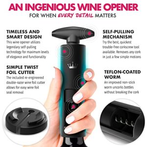 VINABON Self-Pulling Wine Opener - New 2023 2-in-1 Professional-Quality Twister Wine Corkscrews with Wine Foil Cutter - Manual Easy-Turn Wine Bottle Opener Corkscrew. Includes WineGuide Ebook