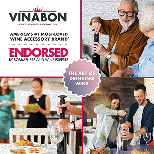 VINABON Self-Pulling Wine Opener - New 2023 2-in-1 Professional-Quality Twister Wine Corkscrews with Wine Foil Cutter - Manual Easy-Turn Wine Bottle Opener Corkscrew. Includes WineGuide Ebook