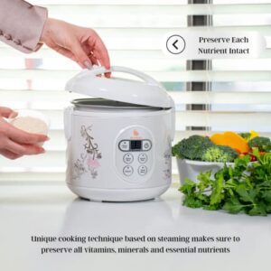 KOSMIKO Rice Cooker 4Cup Uncooked ( 8Cup Cooked ) – Instant Pot Vegetable Steamer for Kitchen – Multipurpose Food Steamer for Rice, Meat, Veggies – Easy to Use and Elegant Design – Programable Digital Display