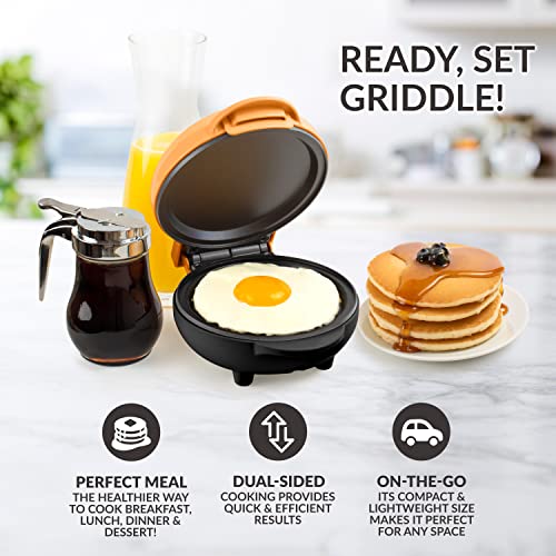 Nostalgia MyMini Personal Electric Griddle, Nonstick Griddle Perfect for Keto & Low-Carb Diets, Eggs, Omelets, Pancakes, Breakfast Sandwiches, Orange