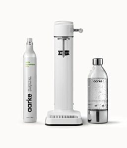 aarke – carbonator iii premium carbonator – sparkling & seltzer water soda maker soda maker with pet bottle (white, with co2 cylinder)