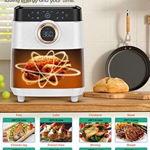Air Fryer, Airfryer Oven Large Air Fryer 1700W 8-in-1 with Touch Screen Air Fryers Detachable Dishwasher Safe Nonstick Basket Freidora de Aire 36 Recipes BPA & PFOA Free 5.8 QT White Air Fryer