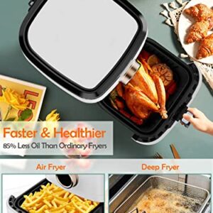 Air Fryer, Airfryer Oven Large Air Fryer 1700W 8-in-1 with Touch Screen Air Fryers Detachable Dishwasher Safe Nonstick Basket Freidora de Aire 36 Recipes BPA & PFOA Free 5.8 QT White Air Fryer