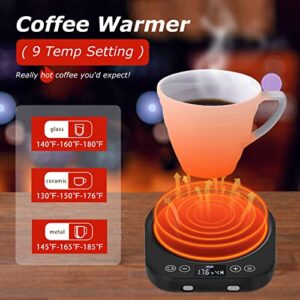 PUSEE Candle Mug Warmer Electric,Auto On/Off Gravity-Induction Coffee Mug Warmer with 9 Temp Settings,1-9 Timer Candle Melter Warmer Beverage Coffee Warmer Practical Portable Warmer for Home & Office