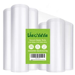vacyaya 6 pack 8″x20′(3rolls) and11″x20′ (3rolls) vacuum sealer bags rolls with bpa free and heavy duty,commercial grade vaccume seal bags rolls work with any types vacuum sealer