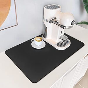coffee maker mat for countertops: coffee mat absorbent coffee bar mat for kitchen hide stain rubber backed, 12″ x 17″ coffee bar accessories fit under coffee machine coffee pot appliance mats (black)